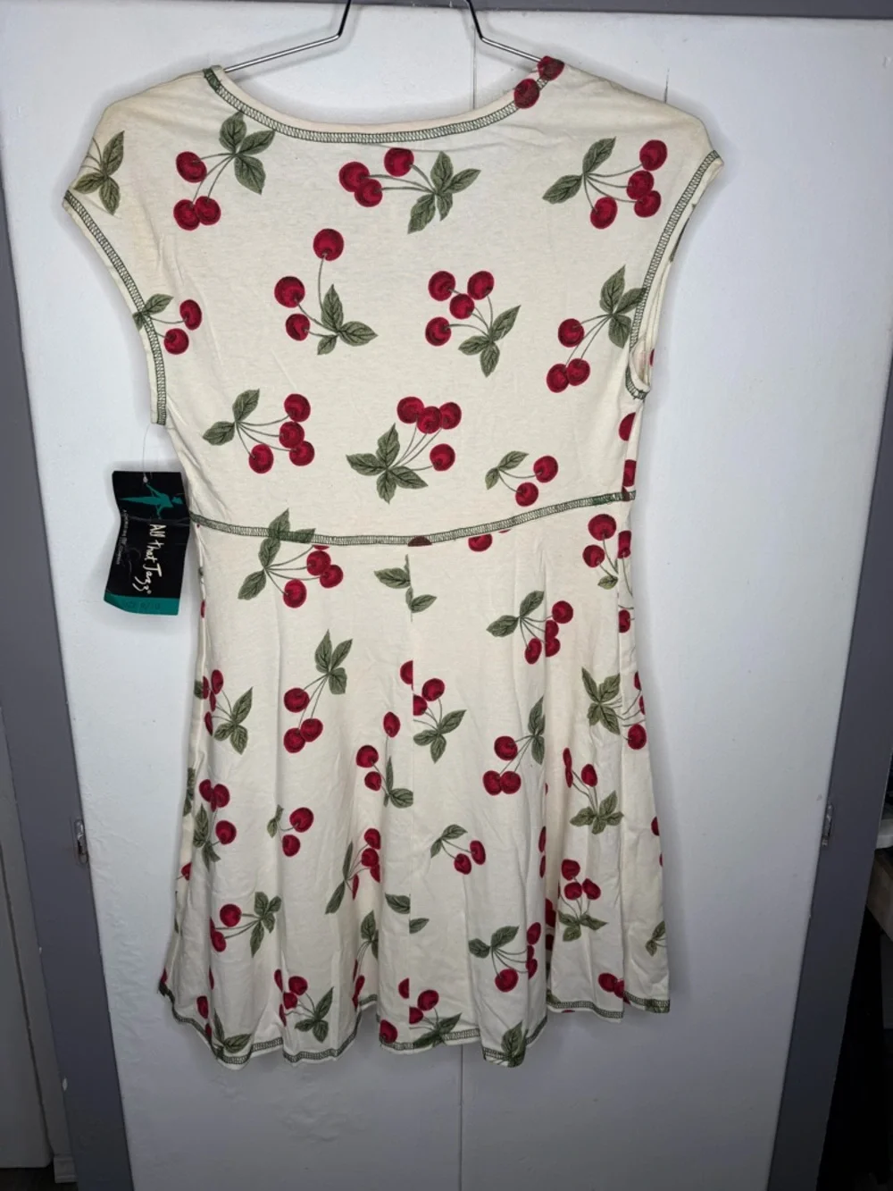 all that jazz baby doll dress vintage size 9/10 Cherry Print pinup retro NWT - Picture 8 of 11